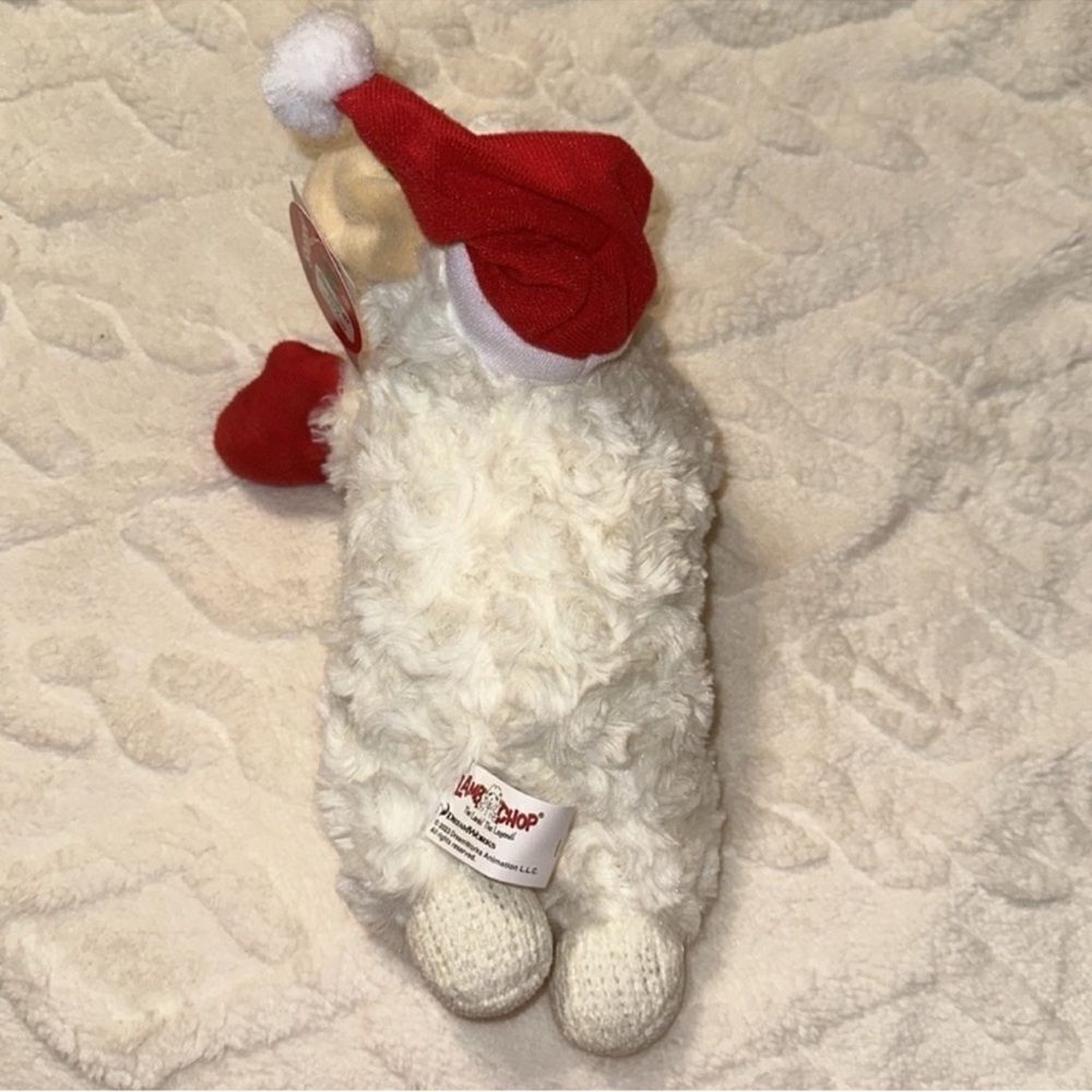 DreamW White Red Christmas Hat Holiday Plush Sweater Lamb Chop Squeaky Toy - Picture 4 of 9